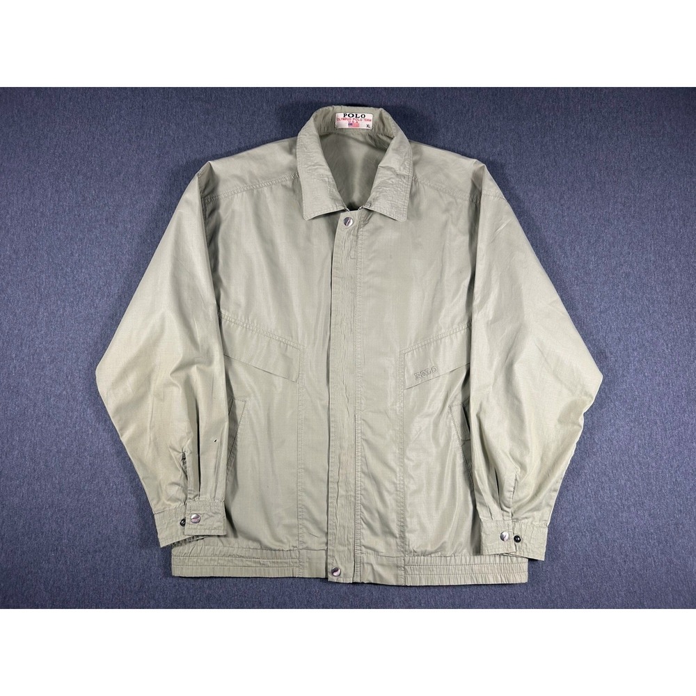 Vintage‎ Olympus Polo Team U.S.A. Beige Harrington Windbreaker Jacket XL